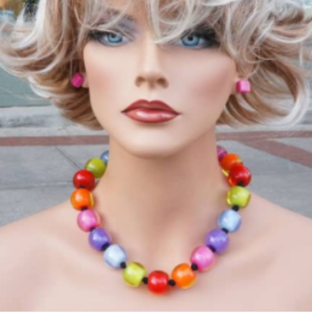 Vibrant Multicolor Beaded Necklace by ZSISKA